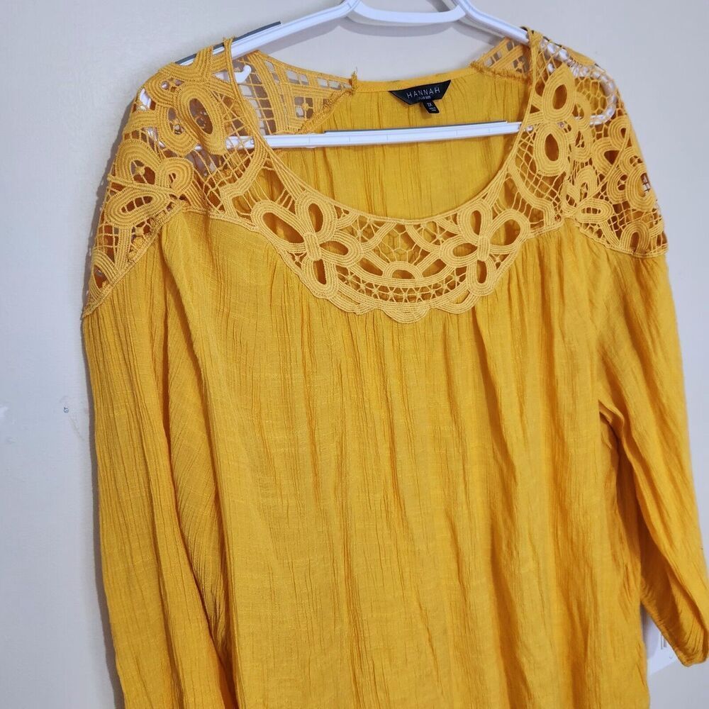 Hannah Yellow Blouse Size 2X Lightweight. New - Picture 2 of 10